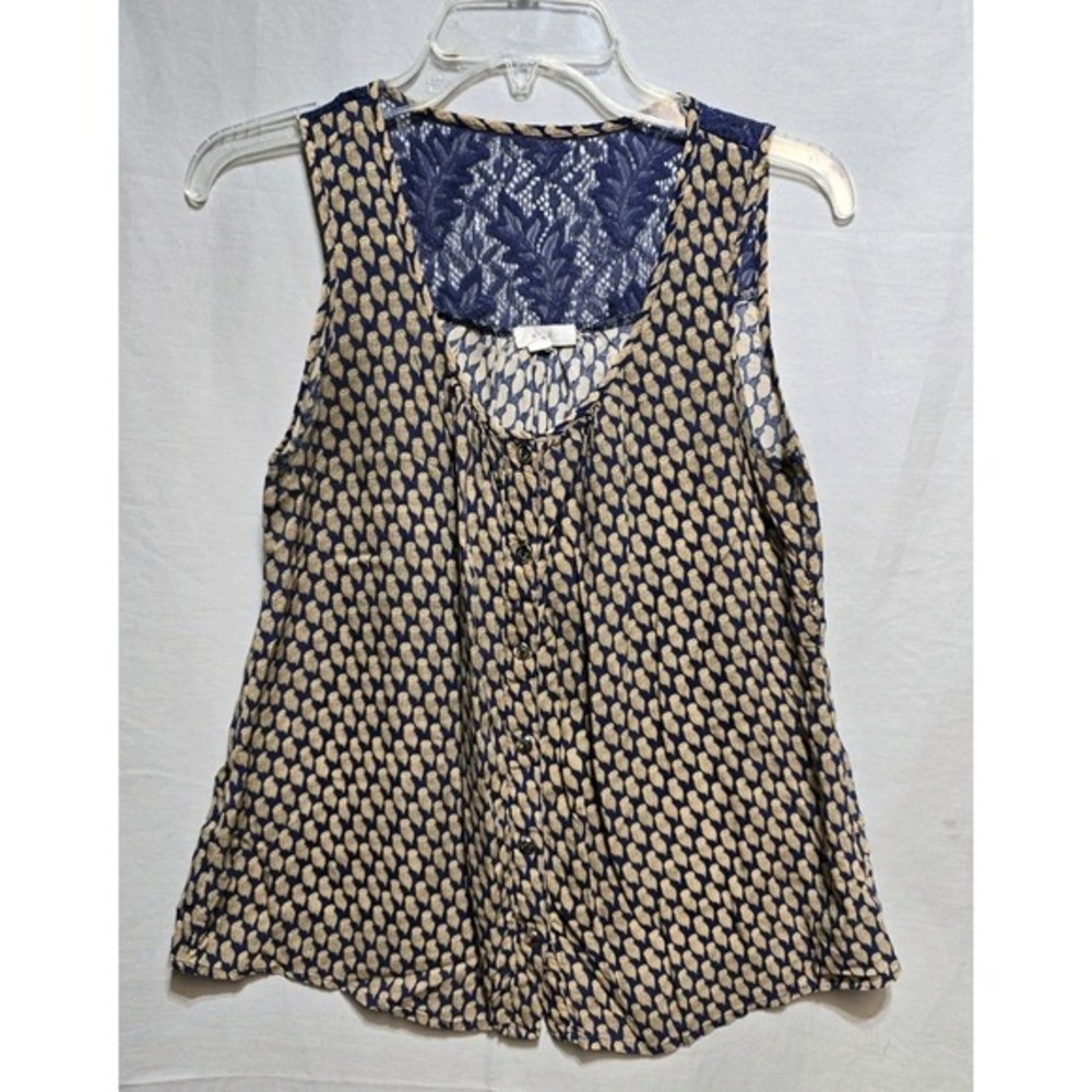 MINE Women's ‎ Tank Owl Print  M Navy Blue